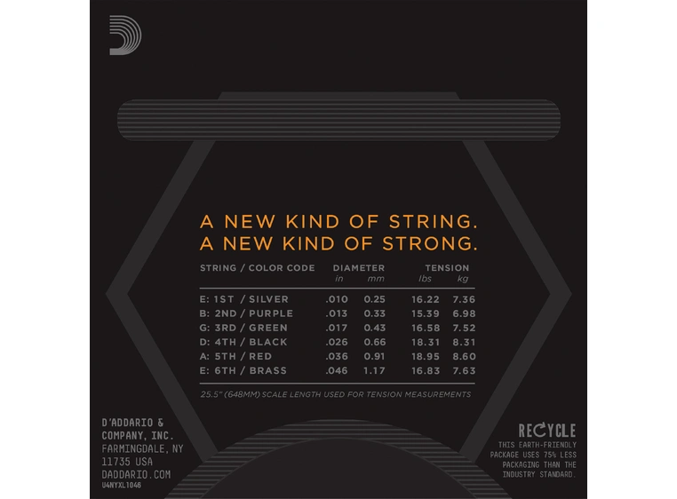 D'addario NYXL1046 El.Gitar strenger (010-046) 